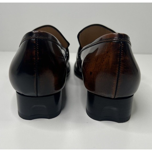 M.Gemi Scuola Loafer Brown Patina Leather Buckle Square Toe Low Heel Women's 41 - Picture 4 of 16